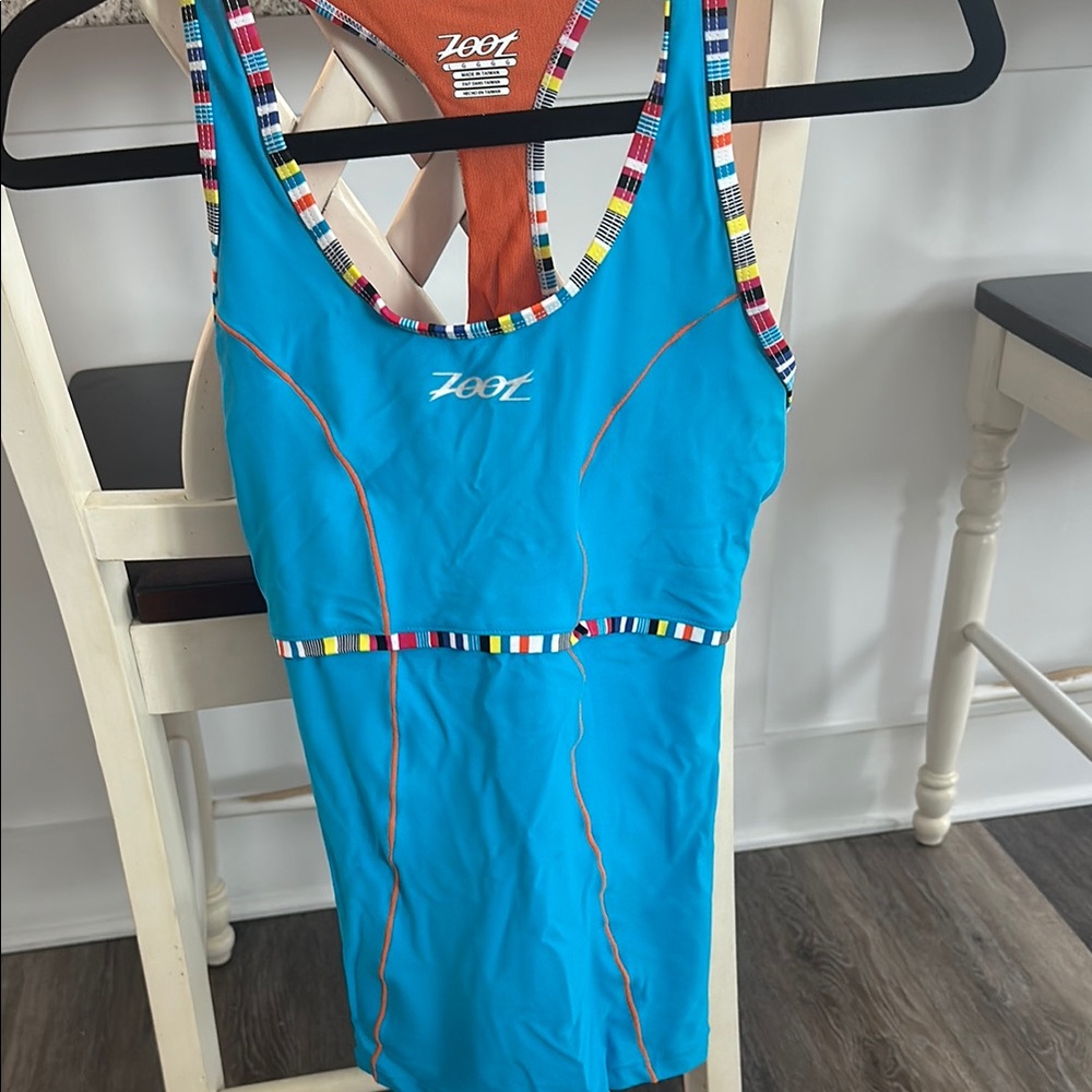 Zoot Blue and Orange One-Piece Racerback Triathlon Swim Tank